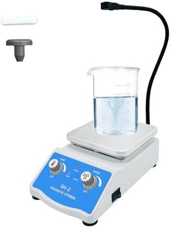 Magnetic Stirrer Hot Plate Electric, 2200RPM 200W 2000ML Magnetic Mixer with Stirring Bar & Rack, Heating Hot Plate Stirrer 0-280℃ Adjustable