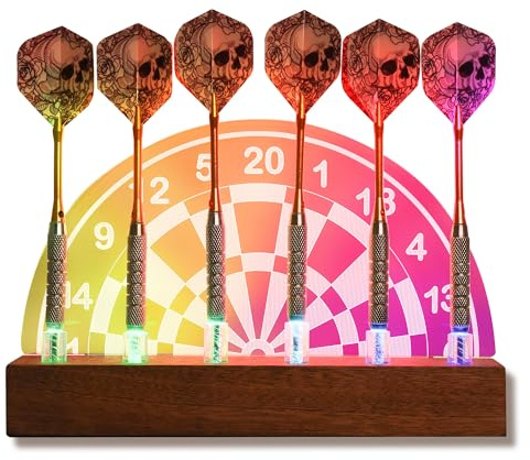 Leuchtender Dart Ständer, mehrfarbiger LED-Dart Halter für den Schreibtisch, Dartzubehör für Jungen, Männer, Gamer, Raumdekoration Geschenke