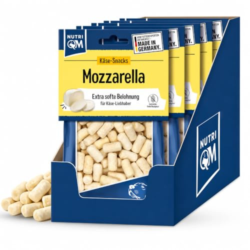 NutriQM® Käse Softies Mozzarella | Vegetarischer Käse Leckerli | 5x150g | Getreidefrei & Fettarm | Hunde Snack ohne künstliche Zusätze | Weicher Hundeleckerli für Hunde jeden Alters | Made in Germany