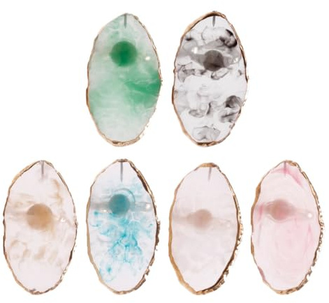 Palette pour Nail Art en Résine, Lot de 6 Pièces, Anneau Irrégulier | Finition Chic, Bord Émoussé, Nettoyage Simple, Pratique en Voyage, Usage de Présentation Couleur Aléatoire
