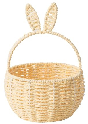 Generisch 2026 Cesta de Pascua con tejido de vid de conejo, picnic con orejas de conejo, cesta de paja, dulces de huevo de Pascua, adecuado para accesorios de fiesta de huevos, Pascua (B, talla única)