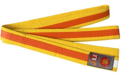 Ju-Sports Budogürtel - gelb/orange/gelb, Baumwolle I Kampfsport Gürtel Für Budo-Sportarten, Judo, Karate uvm. I Ca. 4 cm breiter Martial Arts Gürtel I 220 cm