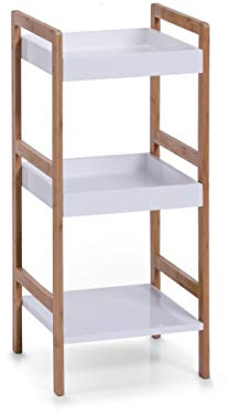 Zeller 18630 Standregal mit 3 Böden, Bamboo/Mitteldichte Holzfaserplatte (MDF), 36 x 33 x 80 cm, weiß