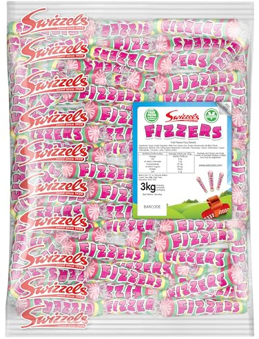 Swizzels Original Fizzers Sweets, 3kg Bulk Bag, Individually Wrapped Fizzy Retro Candy Rolls for Party Bags