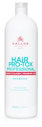 Kallos Cosmetics KJMN Pro-Tox Professional Shampoo, For Thin, Dry and Damaged Hair, Helps Gently Cleanse, Nourish and Boost Shine with Keratin, Collagen & Hyaluronic Acid – 1L