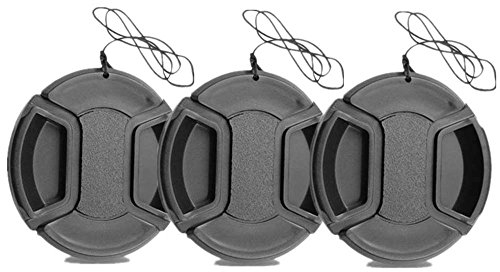 58mm Objektivdeckel, CAM-ULATA 3 Stücke Zentrum Pinch Snap-on Objektivdeckel Abdeckung Objektivkappen mit Halteband und Mikrofaser Reinigungstuch für Nikon, Canon, Sony und Andere DSLR Kameras