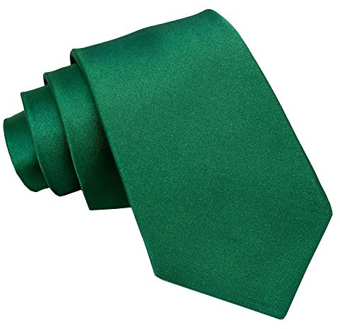 DQT Plain Glossy Satin Polyester Wedding Classic Neck Tie for Men in Emerald Green