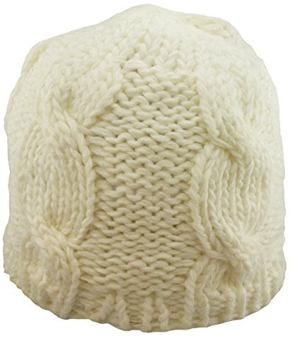 Mytem-Gear Damen Mütze Strickmütze Skimütze Wintermütze grobgestrickt Zopfmuster Beanie (weiss)