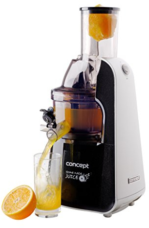 CONCEPT Hausgeräte LO7067 Entsafter HOME MADE JUICE mit XXL einfüllöffnung, 7,5 cm, Slow Juicer, BPA frei, der Spezialist für Johannisbeeren, 60 Um./min., Silber + Schwarz, 240 W, 1 l
