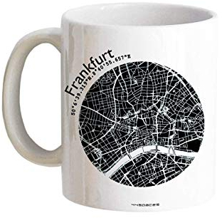 Tasse Frankfurt - Bürotasse Kaffeebecher farbige Stadtkarte Städtetasse - Personalisierte Geschenkidee für Kollegen Kollegin Architekt Richtfest Fernweh Heimweh