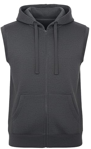 ROCK-IT Apparel I Veste à Capuche Homme sans Manches I Sweat à Capuche Premium pour Les Loisirs ou Le Sport Amateur I avec Fermeture éclair et Poche [taillesS-4XL] Hoodie foncé Gris S