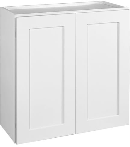 Design House Brookings Shaker Unassembled Wall Kitchen Cabinet W3636, 36 W x 12 D x 36 H, Painted White, Solid Wood, 543173
