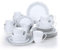 VEWEET, Series Frame, 32-Piece Dinner Set of Porcelain Combination Set with 10.75 Dinner Plate, 7.5 Dessert Plate, 5.5 Cereal Bowl and 380ml Mug, Service for 8