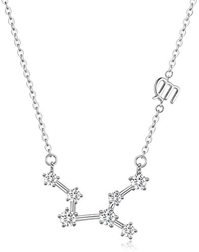 Jungfrau Halskette Anhänger, Sterling Silber Sternbild Halskette Schmuck, 12 Horoskop Zeichen Aug-Sep Geburtstagsgeschenke für Frauen Männer & Mädchen, Astrologie Sternzeichen Stern Schmuckkette 18