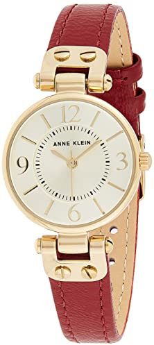 Anne Klein Women's Leather Strap Watch Red/Gold