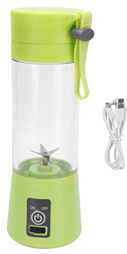 Licuadora de batidos portátil, licuadora recargable por USB, cuchillas de acero inoxidable de 380 ml para el hogar, la oficina, el gimnasio, los viajes o cualquier otra actividad al aire libre (verde)