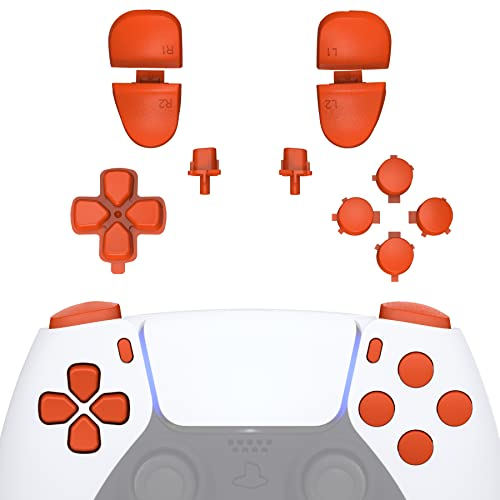 eXtremeRate Boutons Remplacement pour ps5 Manette BDM-030/040/050, Kit de Boutons Orange pour ps5 Controller BDM-030/040/050, D-Pad R1 R2 L1 L2 Triggers Share Options avec Outils