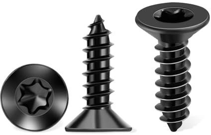 TPOHH Vis universelle à tête fraisée en acier inoxydable A2 VA V2A, filetage complet, Ø 4 x 16 mm, avec entraînement T20, revêtement noir, vis Torx pour tôle
