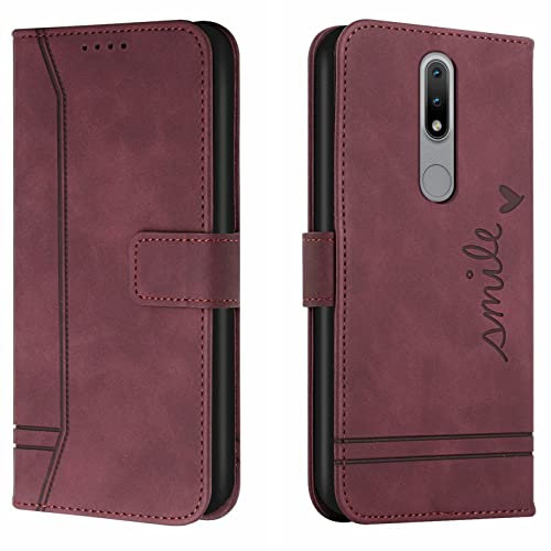 Lihondar Kompatibel mit Nokia 2.4 Hülle, Handyhülle Nokia 2.4, Premium Leder Klappbar Schutzhülle Tasche Wallet mit Brieftasche [Standfunktion] Cover Flip Case Klapphülle für Nokia 2.4 (Rot)