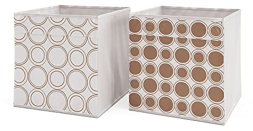 Vicco Boîte pliante, Blanc/Or, 30 x 30 cm Set de 2