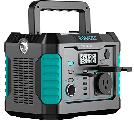 ROMOSS RS500 Central eléctrica portátil de 500W (pico 1000W), Gran capacidad de batería externa 108000mah (400WH), Salida de CA de onda sinusoidal pura 220V/110V y carga rápida USB/Tipo C de CC