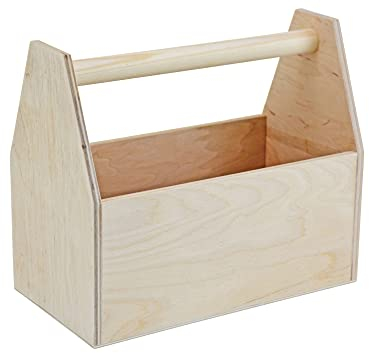 Werkzeugkiste aus Holz Natur mit Tragegriff S 26x14x22cm - Hausmeisterkiste Tragekiste Kiste