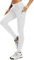 adorence Weiße Leggings Damen Blickdicht, Sport Leggings Damen mit Tasche, Yogahose High Waist, Sport Leggins Blickdicht Weiß-L