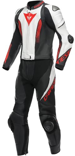 Dainese Tuta in pelle Laguna Seca 5 2 pezzi, colore: nero/bianco/rosso lava, 50