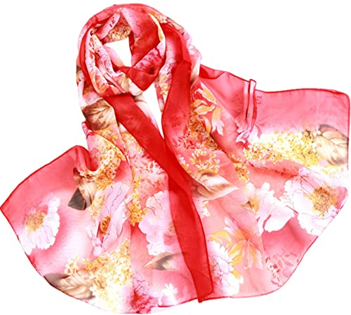 FAIRYGATE Damenschal Schal Rot Damen Schal Chiffon Schals Stola Eleganten Umhang für Braut Sommer Hochzeits Festliche Abendkleid 64023