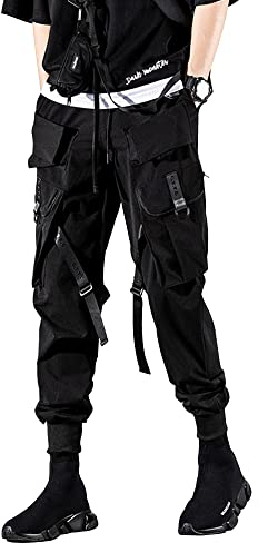 GOLYOY Cargohose Herren Sporthosen Mehrere Taschen Jogginghose Schwarz Techwear Hosen Hip Hop Streetwear Punk Hose
