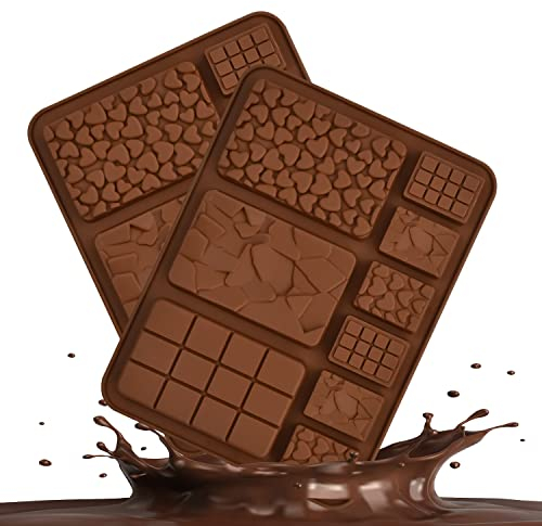 2 Stück Silikon Schokolade Formen Brechbare Schokoladenformen Süßigkeitenformen Silikon Lebkuchenform BPA-frei Antihaftbeschichtung Schokoladentafel Form für Backen Schokolade Süßigkeiten Eiswürfel