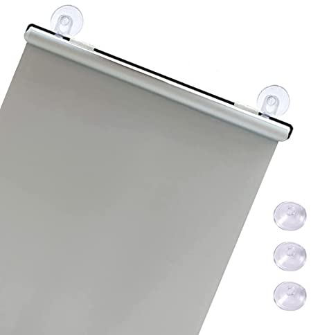 KGUDYS Sonnenschutz Rollo mit saugnäpfen,thermische verdunkelungs rollos,temporäre jalousien,einziehbare tragbare vorhänge,sichtschutz für innenräume,blickdichte,Grey-58x125cm/23x49in