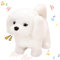 Hopearl Gehender Hund Bichon Interaktive elektronische Haustier Plüsch Spielzeug Welpe Woof und Bewegte Animierte Nodding Kopf Geschenke für Kleinkinder Geburtstag, weiß, 18cm
