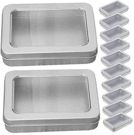 Alipis 12piezas Soporte Almacenamiento Pequeño Latas Metalicas Con Tapa Transparente Para Joyas