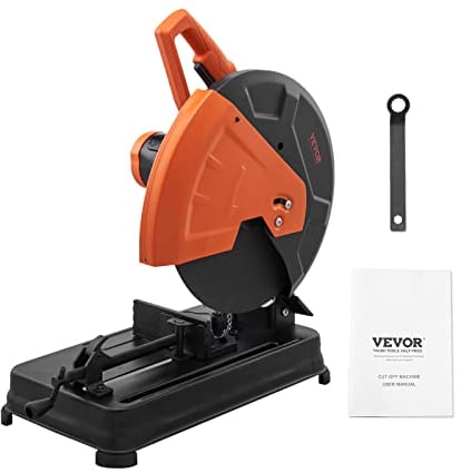 VEVOR Máquina de Corte de Metal de 35,5 cm Sierra Ingletadora para Metal 0-45 Grados Sierra Abrasiva 2300 W Rotación 3600 rpm con Supresor de Chispas para Corte de Acero Hierro Aluminio