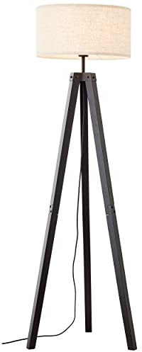 Brilliant Holbrook Standleuchte dreibeinig schwarz/beige Holz/Textil Fußschalter 1x A60, E27, 60 W, Geeignet für Normallampe (nicht enthalten)