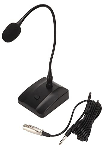 Gooseneck Condenser Microphone, 6.35mm Wired Microphone Podium Microphones Desktop Paging Mic Corded Voice Mic for Meetings Lectures