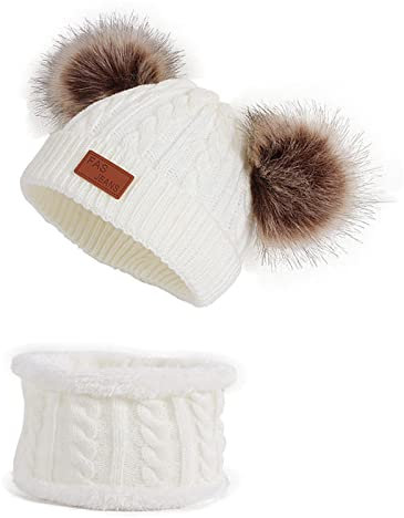 HANXIULIN Warme Wintermütze Süße Kindermützen 3-15 Jahre Warme Strickmütze Winter Warm Baby Mütze Wintermütze Warme Winter Warme Kindermütze Strick Dicke Skimütze