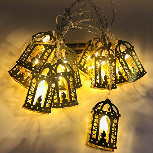 kuggty Ramadan Eid String Light, Battery Powered Moon Star Lantern Lamp Mubarak Moon 10 LED Decorative String Lights Indoor Ramadan Decorations for Room Outdoor Decor (C)