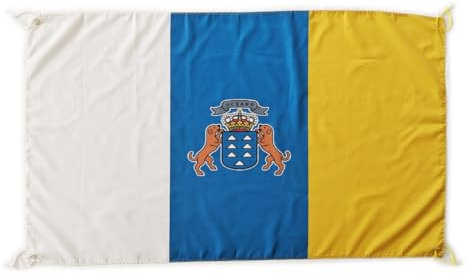 Bandera Islas Canarias Grande 150x90cm, Bandera Islas Canarias para Balcon con 4 Ojales y 4 Bridas