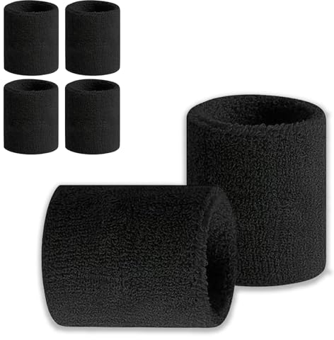 Huamirra Schweißband Handgelenk, 6 Stück, Schwarz, 8 x 1.5 cm, für Erwachsene, Sportbegeisterte, Tennis, Squash, Laufen, Badminton, Yoga, Pilates, Basketball