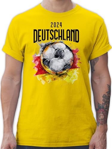 T-Shirt Herren - Fußball EM WM - Deutschland 2025 Germany - XL - Gelb - Deutschland-Trikot Fussball Shirt männer Europameisterschaft Deutschland. Tshirt en 2024 fu Ball Trikot em- Fanartikel Logo