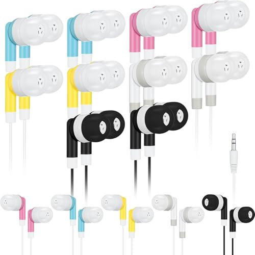 Kigeli 10 Pack Kids Bulk Earbud Headphones for Classroom Student Wired Headphones in-Ear Earbud 3.5 mm Disposable Earphones Set for Kids Adults Class School Library Museum Laptop
