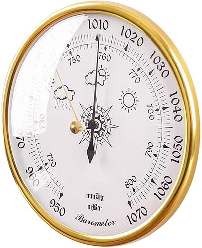 Barometer, Wetterstation Analog, 070 hPa, 128 mm Durchmesser, rundes Zifferblatt, for den Innen- und Außenbereich, Luftdruckgerät, Haushaltsmeteorograph, for Hotels, Lagerhäuser, Büros(White)
