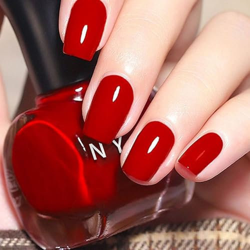 Red Nail Polish, Quick Dry Nail Polish, Long Lasting Nail Varnish, Non-Toxic Water Based Formula Gel Nail Polish for Women Girls DIY Nail Art Manicure - No Need Cure (15ml)