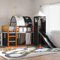 vidaXL Twin Bunk Bed with Slide and Curtains – Solid Pine Wood, White/Black, 80x200 cm – Stylish & Fun Bedroom Addition