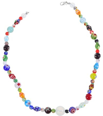 VALICLUD Handgefertigte Glasperlen Halskette Für Frauen Zarte Opal-optik Stilvolle Diy Schmuck Für Mädchen Modische Böhmische Halsketten Aus Künstlerglas Individuelles Geschenk