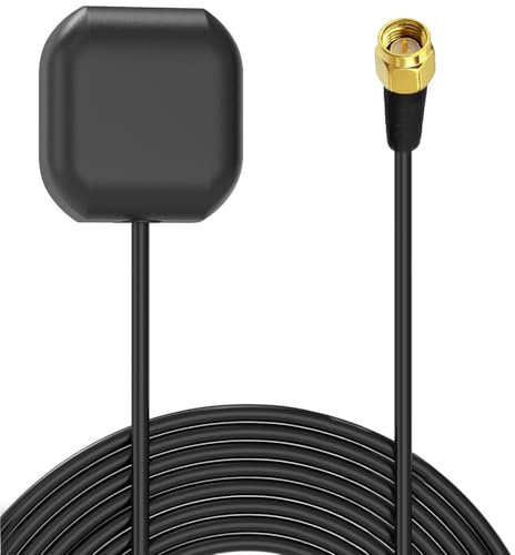 Greluma 4m wasserdichte aktive GPS-Navigationsantenne für Fahrzeuge mit SMA-Stecker für Autoradio-Haupteinheit, GPS-Navigationssystemmodul, LKW, Marine, Boot, GPS-Tracker, Ortung, Echtzeit-Tracking