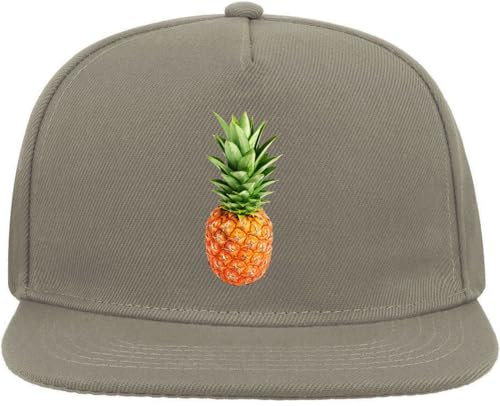Pineapple Art Kappe für gesundes exotisches Essen, stilvoll, Snapback, flach, Baumwollmischung, Grau, grau, Einheitsgröße