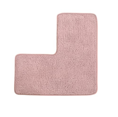 Bodenmatte, L-förmig, wasserabsorbierend, weich, Badteppich, Eck-Duschmatte, waschbarer Teppich, quadratisch, Duschbad (Rosa)